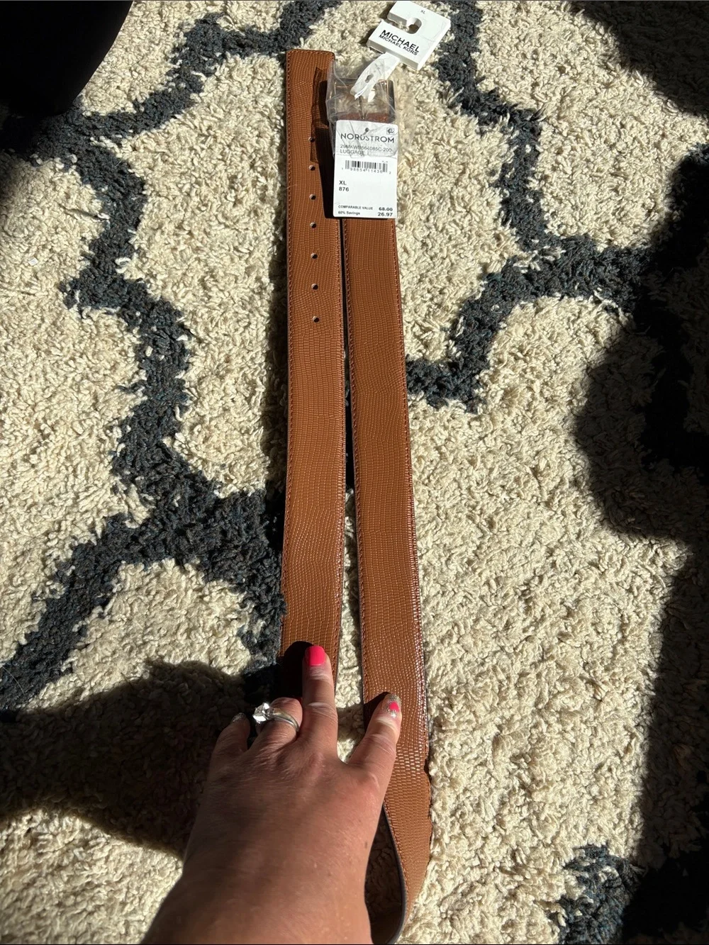 MICHAEL Michael Kors Tan Brown Textured Leather belt